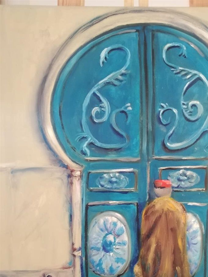 « Porte bleue »            60*60 Peintre à l’huile